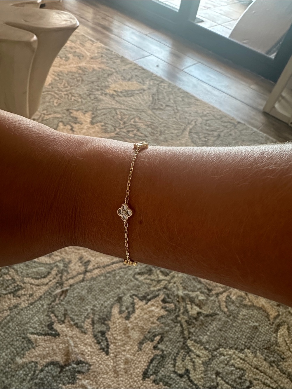 Clover Chain Bracelet with White Cubic Zirconia 18K Gold